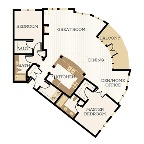 Floor plan for 2 beds, 2 baths, 1558 sqft